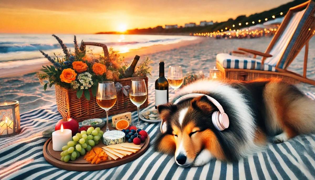 Beach Picnic Dog Sleep Music - Waves & Classical Piano