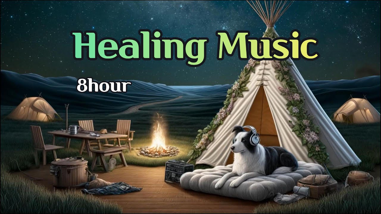 Healing Music with a Border Collie Camping Under the Milky Way 🌌Sleep-Inducing Relaxing Music