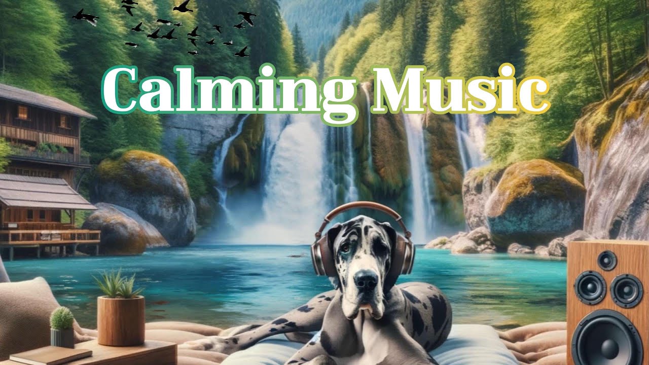 Healing with a Great Dane by the Waterfall - Classic Piano and Nature Sounds