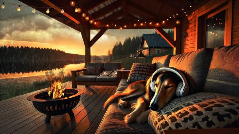 Saluki Relaxation ASMR - Peaceful Lakeside Cabin Sleep with Rain & Piano